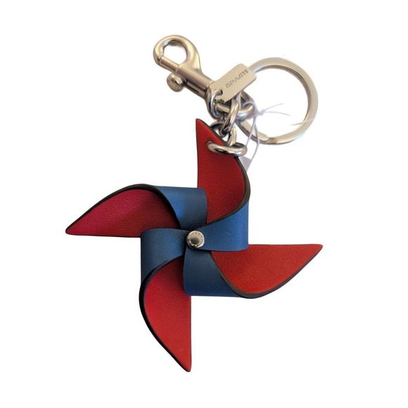 Coach Accessories - Coach Pinwheel Bag Charm Blue Multi Leather Keychain CU260 SVBLM NWT $68